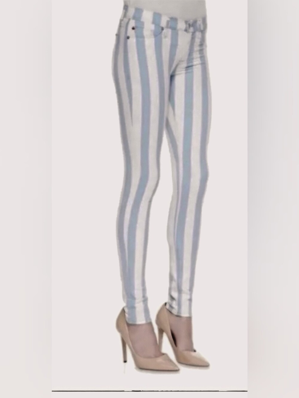 Hudson Jeans 29 x 30 Krista White/Blue Striped EuC Stretchy FUN